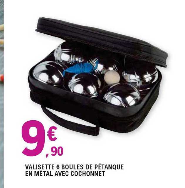 valisette 6 boules de pétanque en métal avec cochonnet