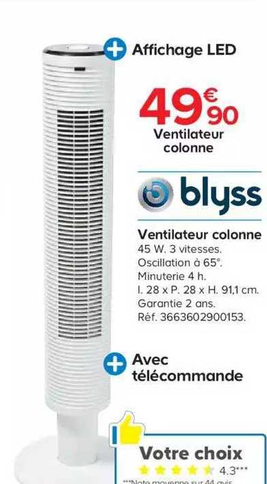 ventilateur colonne blyss