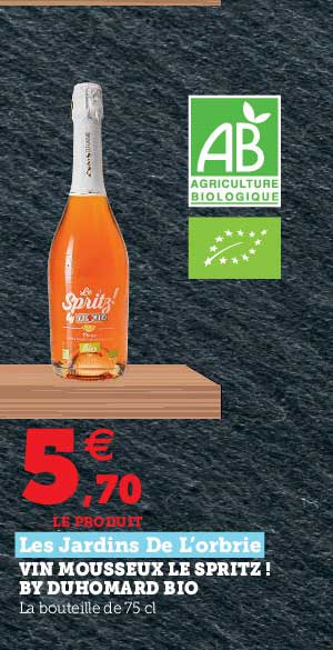 vin mousseux le spritz! by duhomard bio les jardins de l'orbrie