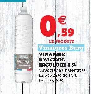 vinaigre d'alcool incolore 8% vinaigres burg