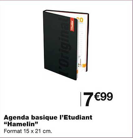 agenda basique l'étudiant "hamelin"