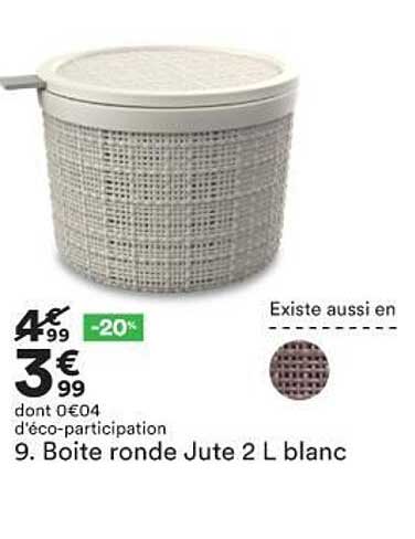 Boîte Ronde Jute 2l Blanc