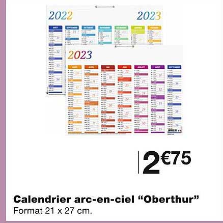 calendrier arc-en-ciel "oberthur"