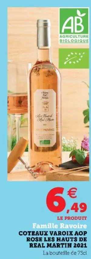 côteaux varoix aop rosé les hauts de real martin 2021 famille ravoire