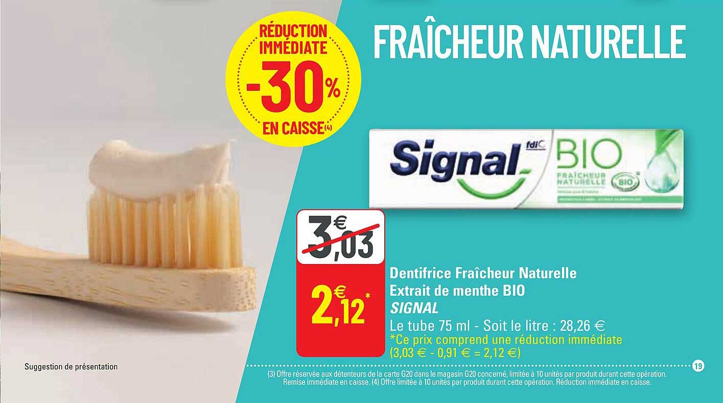 Dentifrice Fraîcheur Naturelle Extrait De Menthe Bio Signal