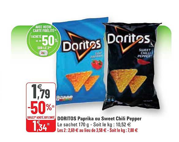 doritos paprika ou sweet chili pepper