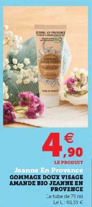 gommage doux visage amande bio jeanne en provence