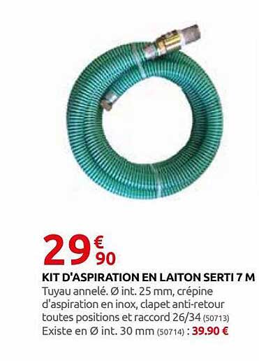 kit d'aspiration en laiton serti 7 m