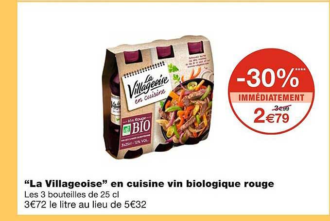 "la villageoise" en cuisine vin biologique rouge
