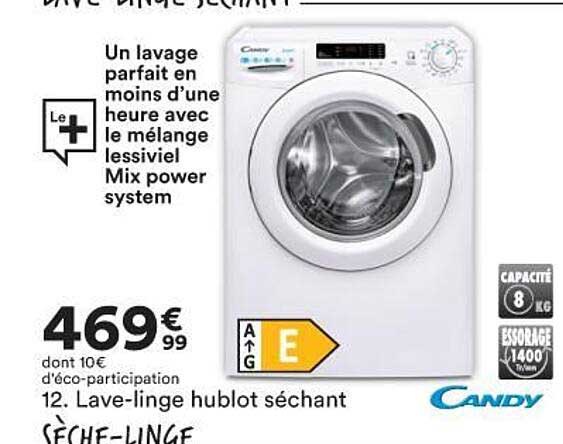lave-linge hublot séchant candy
