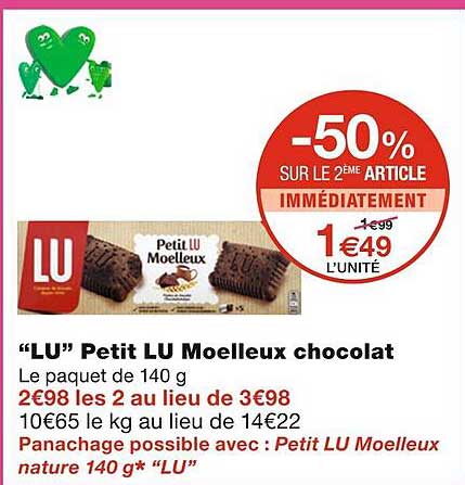 "lu" Petit Lu Moelleux Chocolat