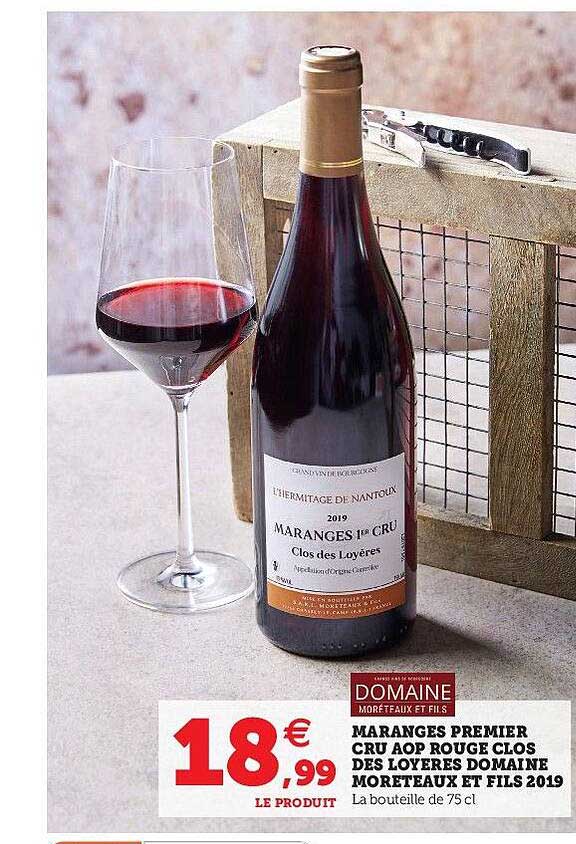 maranges premier cru aop rouge clos des loyeres domaine moreteaux et fils 2019