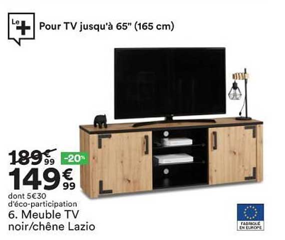 meuble tv noir-chêne lazio