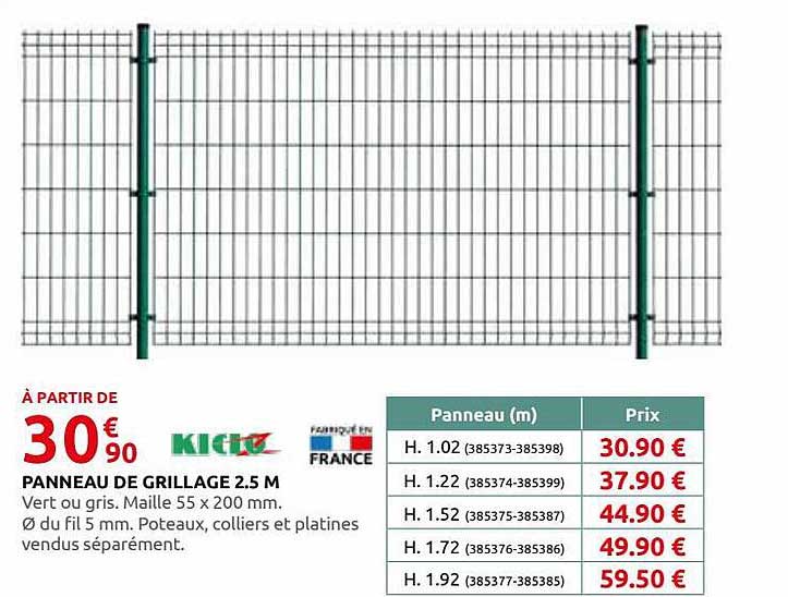 panneau de grillage 2,5 m kidoz