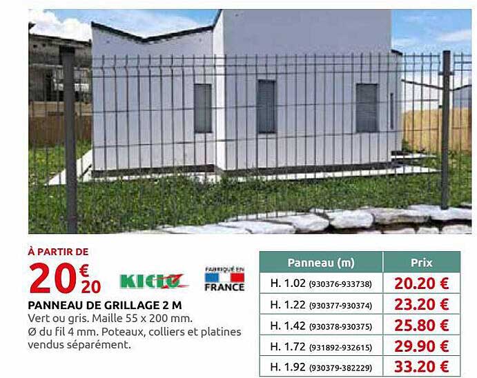 panneau de grillage 2 m kidoz