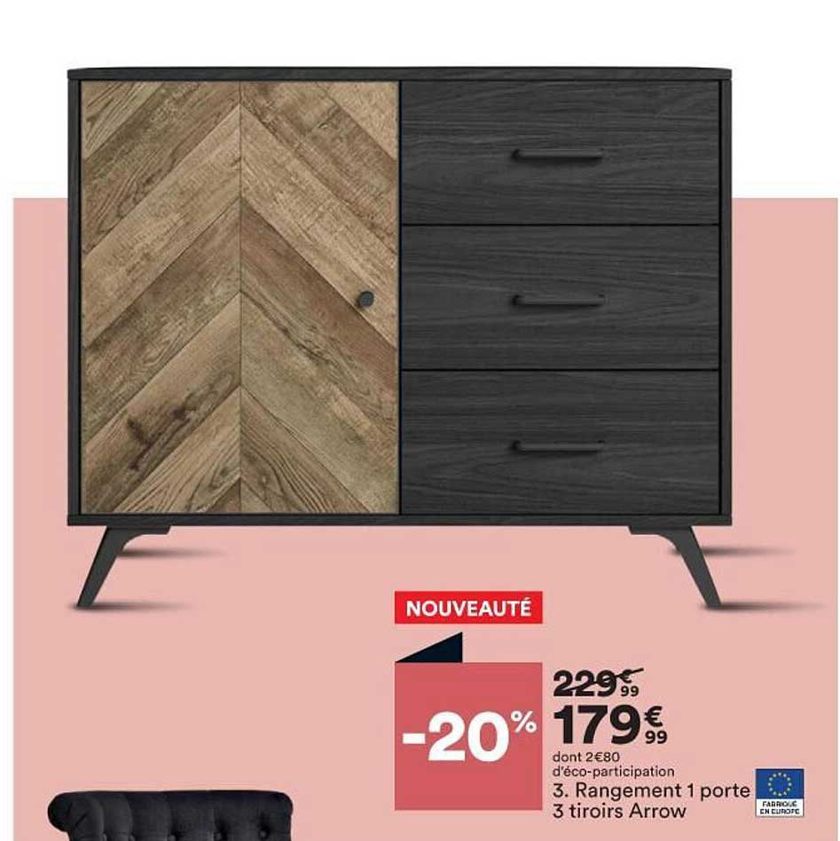 rangement 1 porte, 3 tiroirs arrow