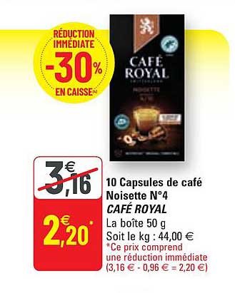10 capsules de café noisette n°4 café royal