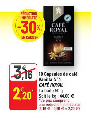 10 capsules de café vanilla n°4 café royal