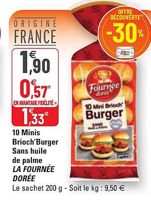 10 Minis Brioch'burger Sans Huile De Palme La Fournée Dorée
