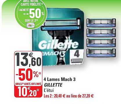 4 lames mach3 gillette