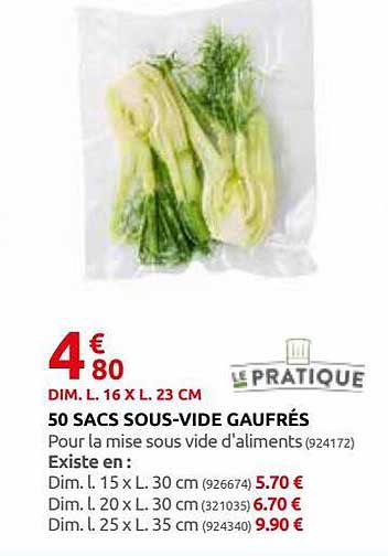 50 sacs sous-vide gaufrés le pratique