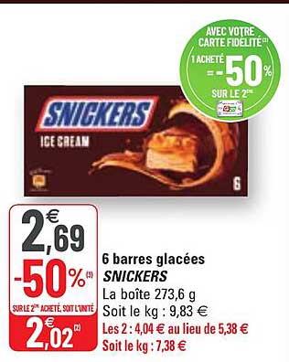 6 Barres Glacées Snickers