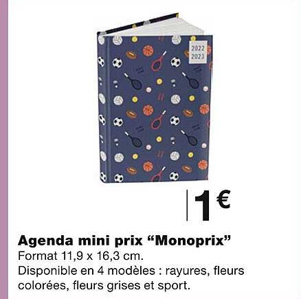 agenda mini prix "monoprix"
