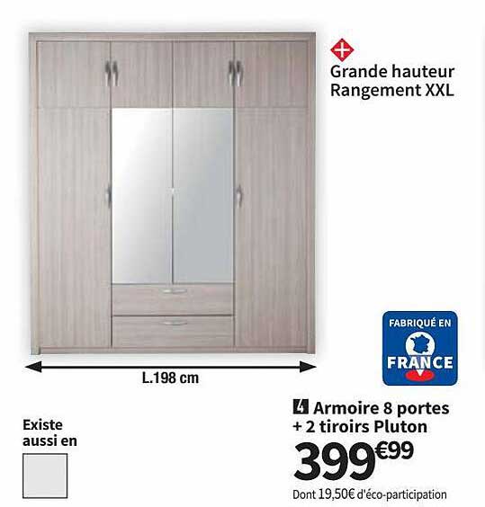 Armoire 8 Portes + 2 Tiroirs Pluton