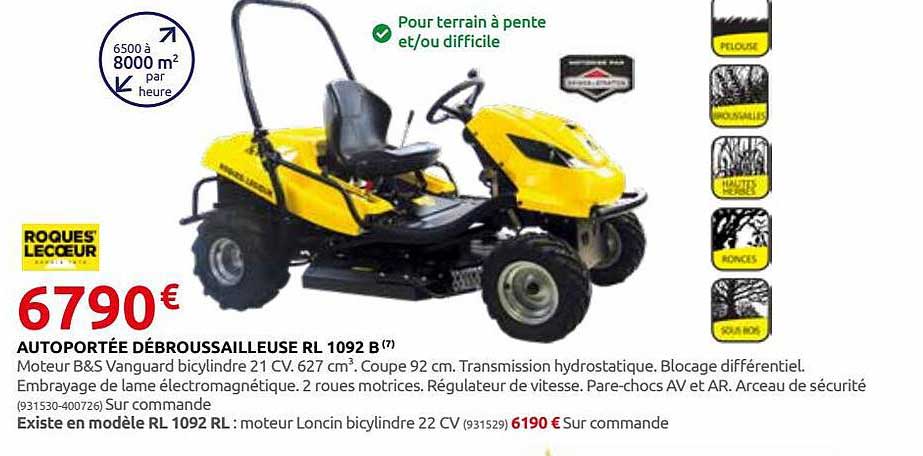 autoportée débroussailleuse rl 1092 b roques Lecoeur