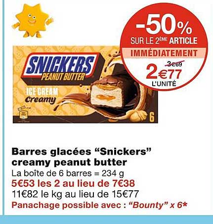 barres glacées "snickers" creamy peanut butter