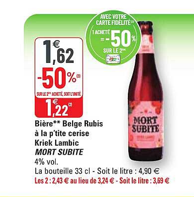 bière belge rubis à la p'tite cerise kriek lambic mort subite