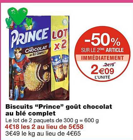 Biscuits "prince" Goût Chocolat Au Blé Complet