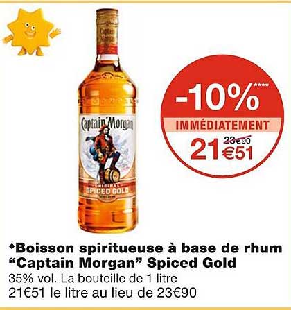 boisson spiritueuse à base de rhum "captain morgan" spiced gold