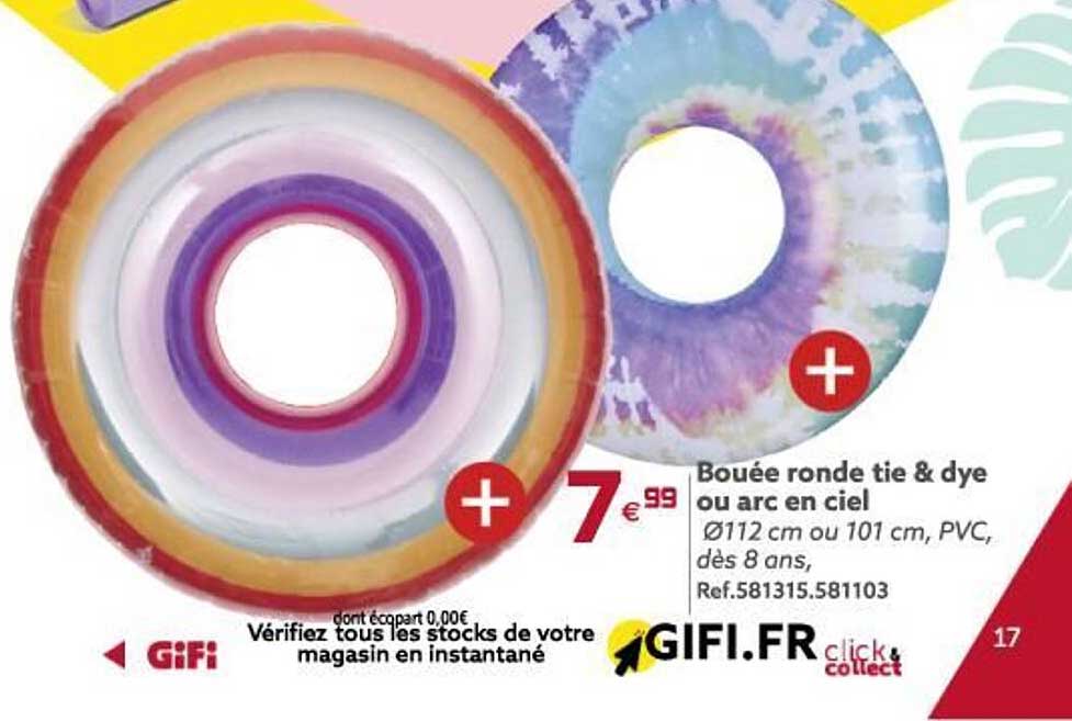 bouée ronde tie & dye ou arc en ciel