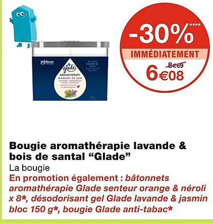 Bougie Aromathérapie Lavande & Bois De Santal "glade"