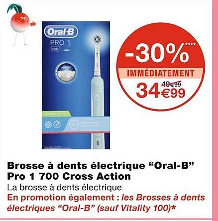 brosse à dents électrique "oral-b" pro 1700 cross action