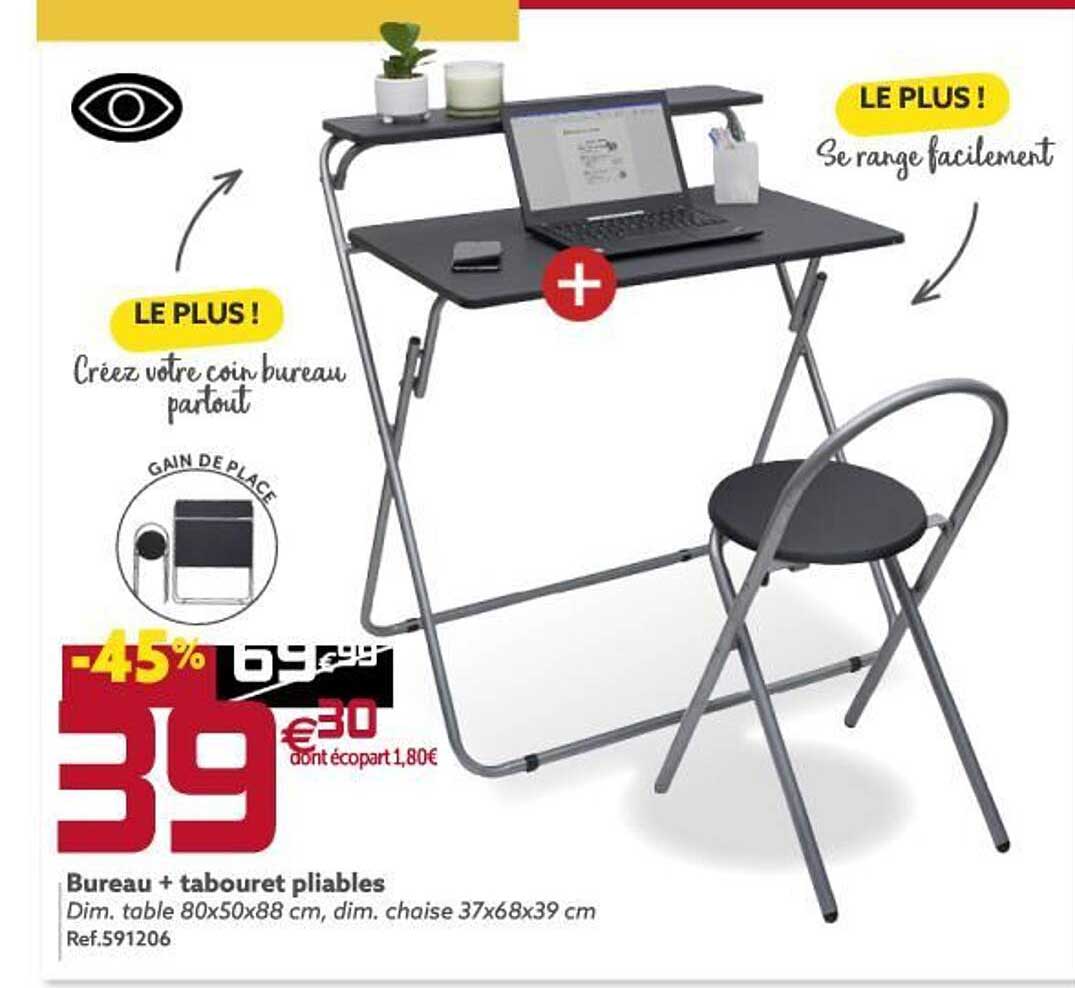 bureau + tabouret pliables