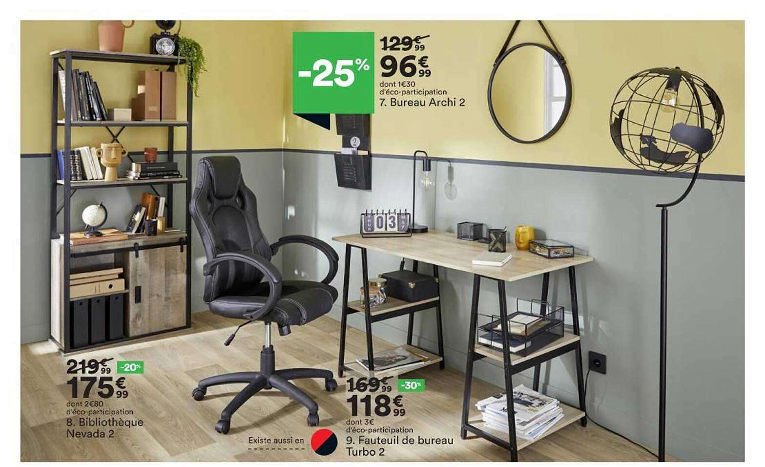 bureau archi 2, bibliothèque nevada 2, fauteuil de bureau turbo 2