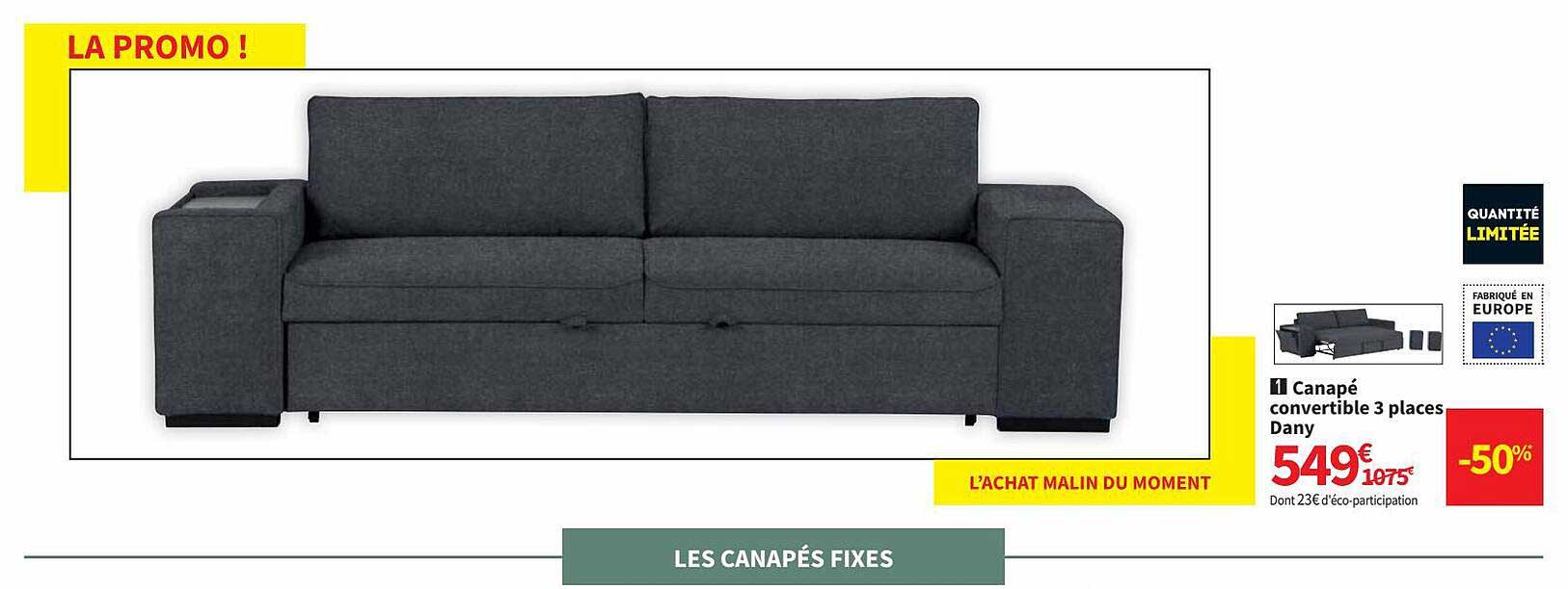canapé convertible 3 places dany
