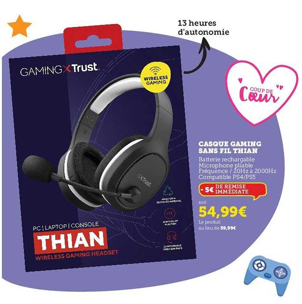 Casque Gaming Sans Fil Thian