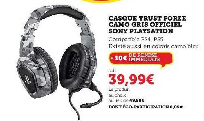 casque trust forze camo gris officiel sony playstation
