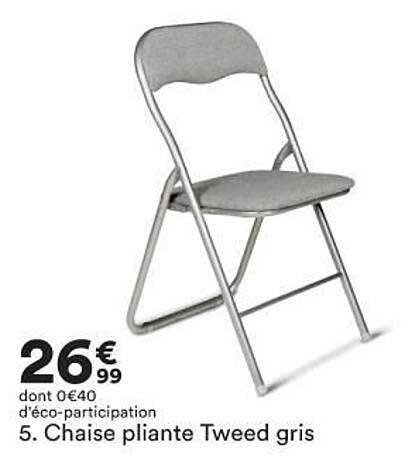 chaise pliante tweed gris
