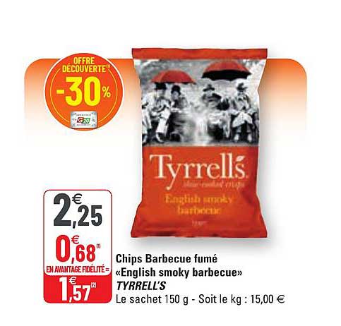 chips barbecue fumé «english smoky barbecue» tyrrell's