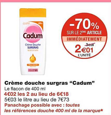 crème douche surgras "cadum"
