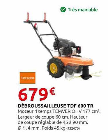 débroussailleuse tdf 600 tr temver