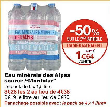 eau minérale des alpes sources "montclair"