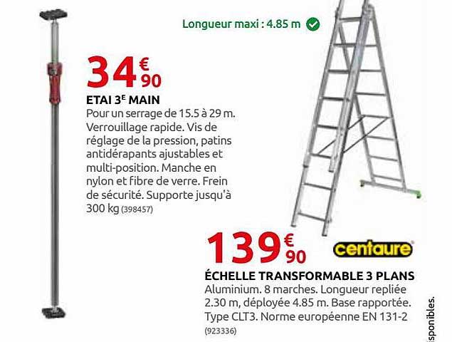 étai 3e main centaure, échelle transformable 3 plans centaure
