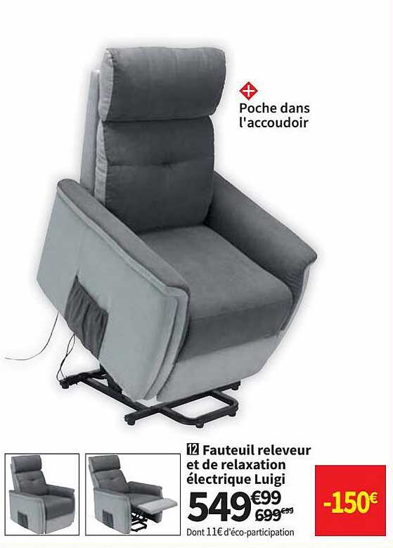fauteuil releveur et de relaxation électrique luigi