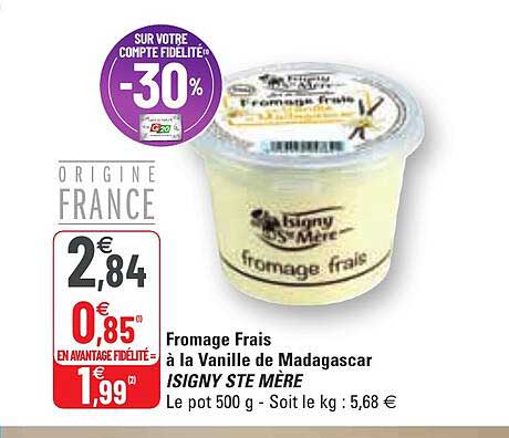 fromage frais à la vanille de madagascar isigny ste mère