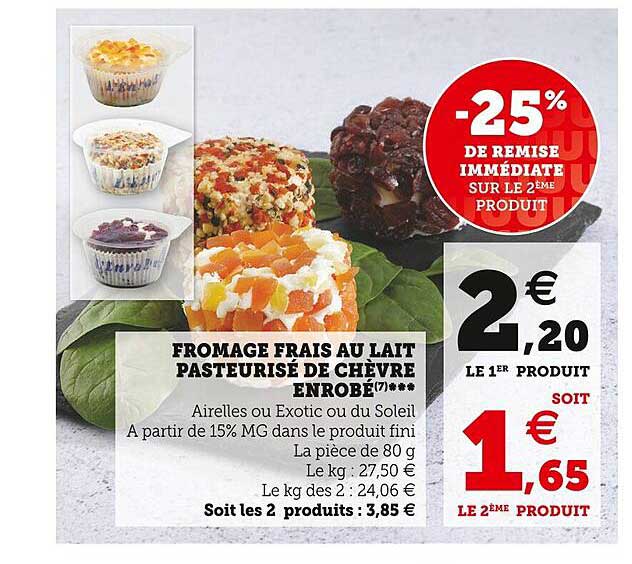 fromage frais au lait pasteurisé de chèvre enrobé
